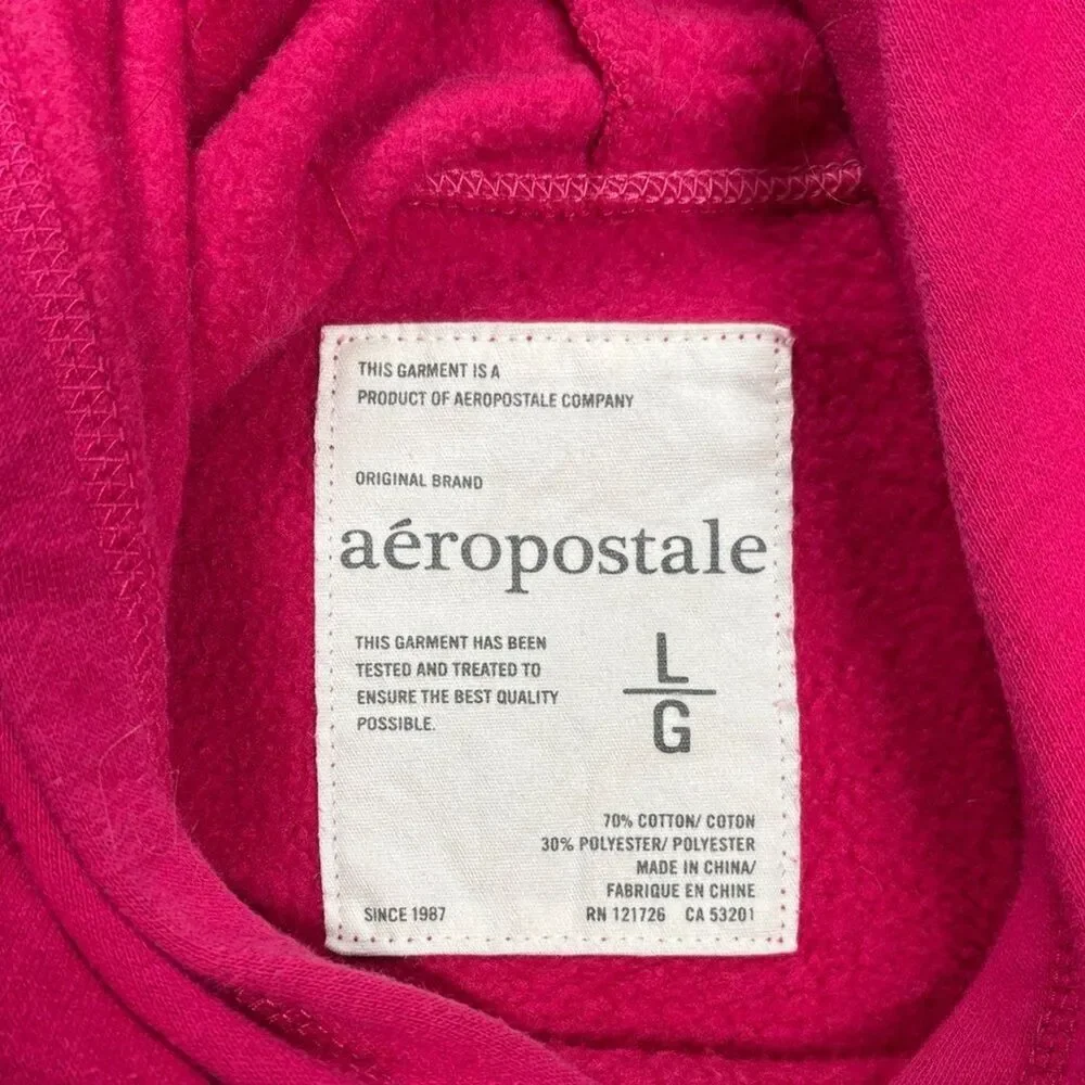 Aeropostale Pink Glitter Logo Hoodie size Large